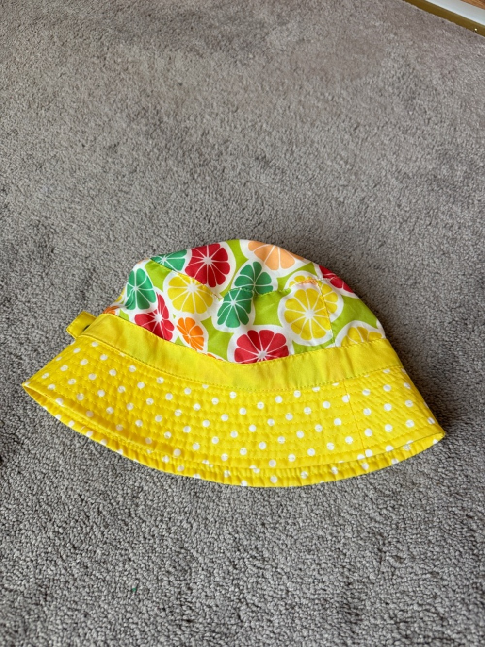 Totes Bucket Hat Yellow Polka Dot Citrus Print Sun Hat Summer Cap SIZE OS